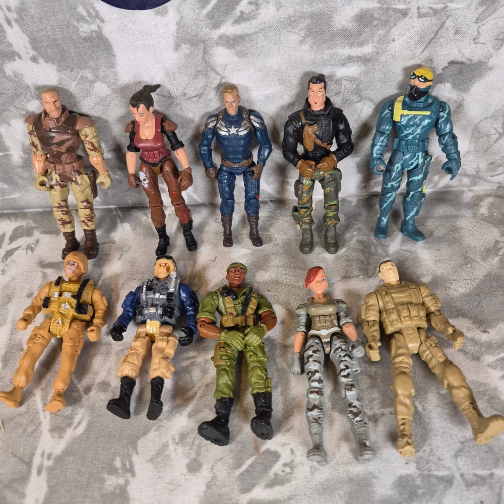 Mixed Action Figure Lot 10pc Captain America Lanard The Corps Military Soldiers